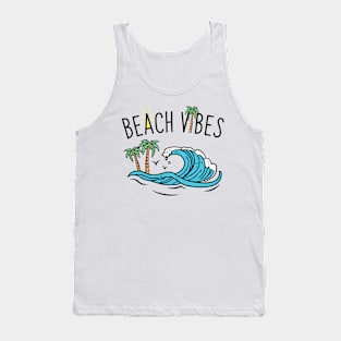 Beach Vibes Ocean Waves and Palm Trees Tank Top